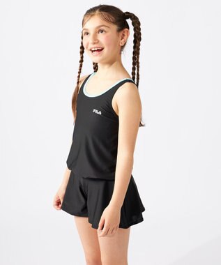 OP／FILA 【FILA】大きいサイズ｜キュロットタイプ ワンピーススクール水着 180㎝ ブラック×サックス