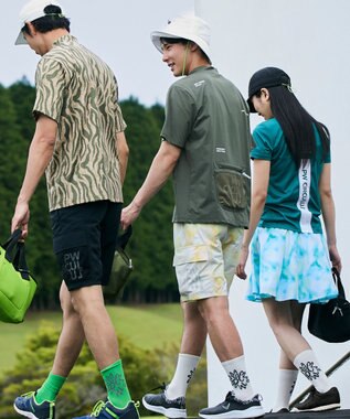 PW CIRCULUS 【UV遮蔽率99.5%  UVカット/速乾/ストレッチ】【MEN】ストライプカモフラ モックT ゴルフ カーキ系5