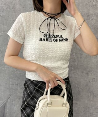 WEGO クリンクルプリントトップス ホワイト