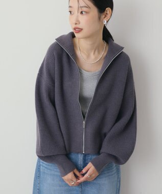 AMERICAN HOLIC ZIPハイネックカーディガン Charcoal Gray