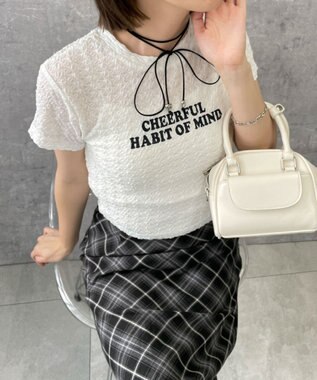 WEGO クリンクルプリントトップス ホワイト