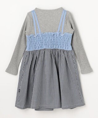 組曲 KIDS 【110-140㎝】 チェックドッキング ワンピース サックスブルー