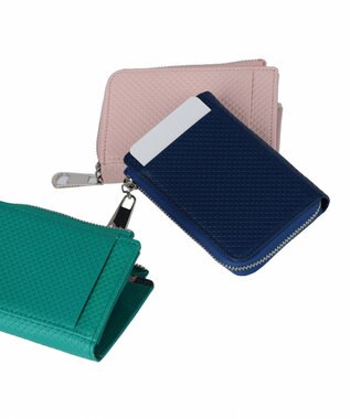 tsumori chisato CARRY クロスエンボス マルチケース ミニ財布 ネイビー