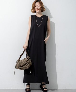 23区 L 【先行予約】ダブルフェイスジャージー Iラインワンピース ブラック系
