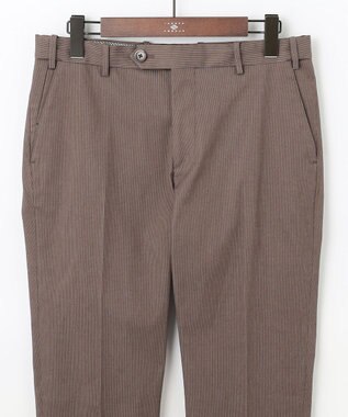 JOSEPH ABBOUD 【ウエストも伸びる！】コードストライプムーブ パンツ ダークブラウン系