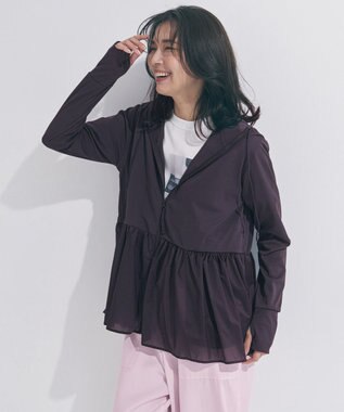 UNFILO 【VERY掲載】ラッシュガード ペプラムフーディ チャコール