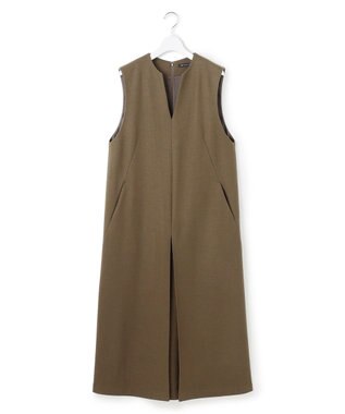 23区 S ウールミルドジャージー ボックスタック ジャンパースカート カーキ系