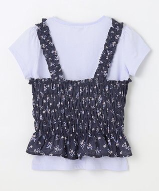 ANY KIDS フラワー×リボン ビスチェ付きTシャツ ネイビー