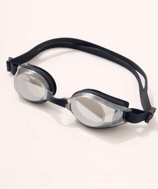 OP／FILA 【FILA】フルジップ半袖フィットネス水着4点セット/キャップ＆ミラーゴーグル付き ブラック×ミント