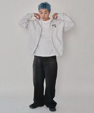 WEGO 【ユニセックス着用ITEM/MLサイズ展開】別注BENDAVISグラフィックジップパーカー アッシュグレー