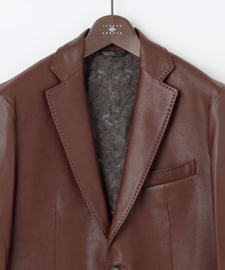 JOSEPH ABBOUD 【長く育てたいサスティナブルなレザー】ベジタブルラムレザージャケット ブラウン系