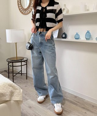 WEGO 襟付きリボンメッシュショートカーデ 柄1