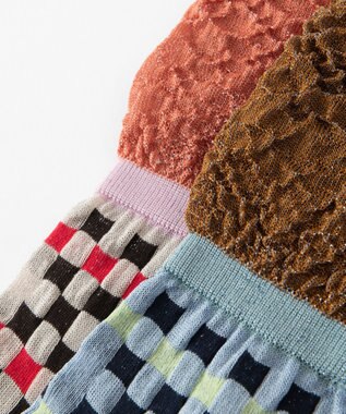 TRICOTE フレア チェックソックス 32BLUE