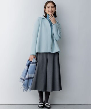 組曲 S 2WAYショートビーバー フーテッドコート スカイブルー系