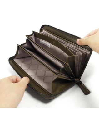 PELLE BORSA ハニカムラウンド長財布 Bark Goods バークグッズ 4832 カーキ