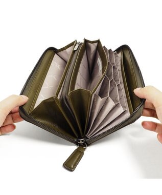 PELLE BORSA ハニカムラウンド長財布 Bark Goods バークグッズ 4832 カーキ