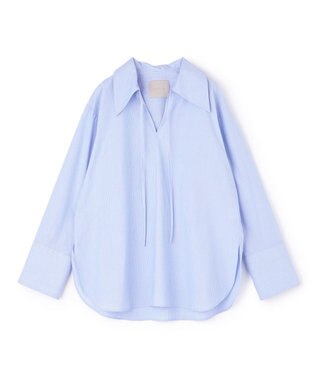 UNFILO スキッパーロングシャツ ブルーストライプ