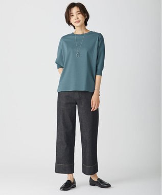 J.PRESS LADIES L 【洗える】 10oz Stretch Denim セミワイド パンツ ブラック系