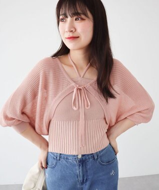 Green Parks ・swing by SET2点ニットボレロ&ニットキャミ Pink