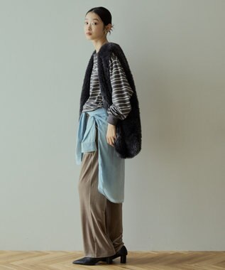 AMERICAN HOLIC PENNEY'S レトロボーダーロングTシャツ Charcoal Gray