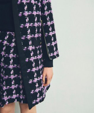 GRACE CONTINENTAL フェザーチェックツイードコート パープル