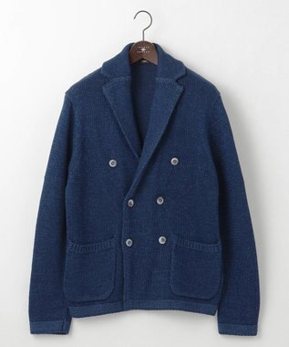 JOSEPH ABBOUD 【イタリア糸使用】コットンリリヤーン ニット ジャケット ダルブルー系
