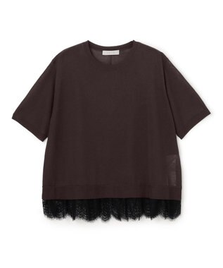 UNFILO レースドッキングニット クルーネック ブラウン