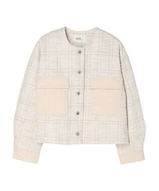 earth music&ecology ツイードジャケット（ｃｈｅｃｋ） Ivory
