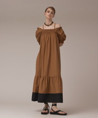 GRACE CONTINENTAL ギャザーロングワンピース ブラウン