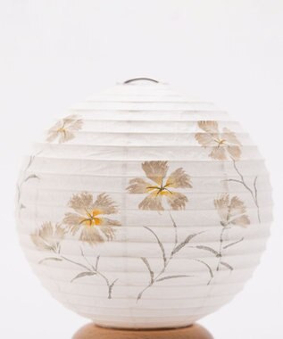 ちょうちん堂 【あかり道】〈手書絵付〉ナチュラルなでしこ ちょうちん ライト ホワイト