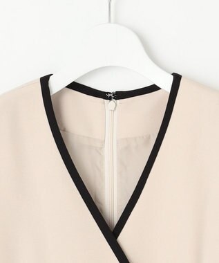 Feroux 【洗える】バイカラートリム ジャンパースカート ベージュ系