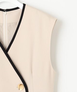 Feroux 【洗える】バイカラートリム ジャンパースカート ベージュ系