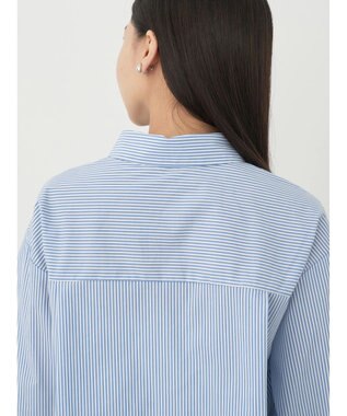earth music&ecology パールボタンシャツ Stripe Blue