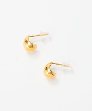 Phoebe 【金属アレルギー対応】プックリハーフフープミニピアス　ゴールド/サージカルステンレス ゴールド