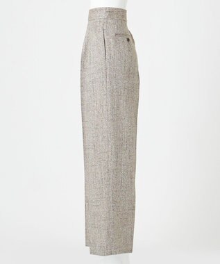 23区 S 【エステータ】リネンミックスツイード ワイドシルエットパンツ キャメル系