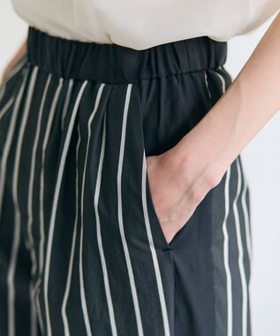 BEIGE， QUARTZ / 側章コンビ ストライプパンツ Black St.