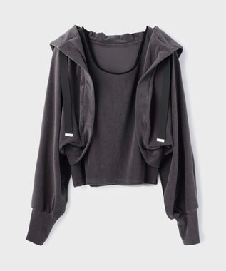 GRACE CONTINENTAL ルーズパーカーsetトップ チャコール