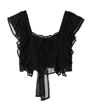 earth music&ecology フロッキードットフリルビスチェ Black