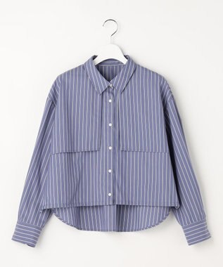 ANY SIS クロップドヨークハオリ シャツ ライトブルーストライプ