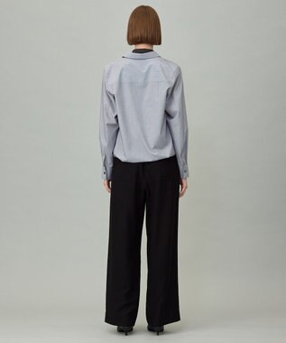 ICB L 【洗える】レイヤードシャーティング ブラックストライプ系