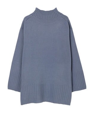 earth music&ecology アンチピリングリブハイネックチュニック Blue