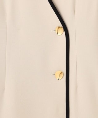 Feroux 【洗える】バイカラートリム ジャンパースカート ベージュ系