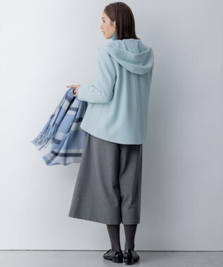組曲 2WAYショートビーバー フーテッドコート スカイブルー系