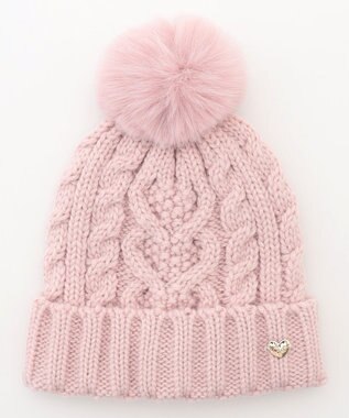 ANY KIDS ケーブルニット帽 ピンク