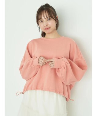 earth music&ecology 裏毛ドロストプルオーバー Pink Orange