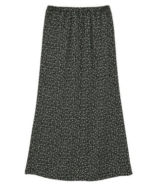 Green Parks すっきり見えシルエットサテンナロースカート Flower Black