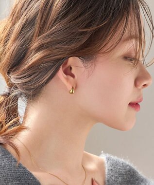 Phoebe 【金属アレルギー対応】プックリハーフフープミニピアス　ゴールド/サージカルステンレス ゴールド