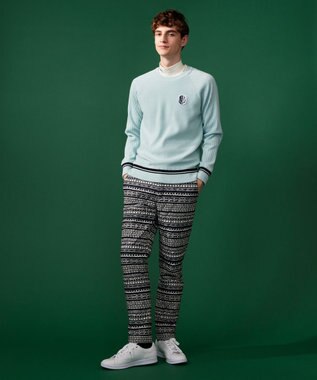 23区GOLF 裏地付きニットで温か【MEN】【蓄熱】ウールブレンド裏付 ニット スカイブルー系