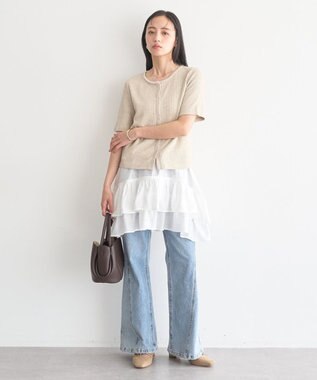 earth music&ecology チェーンリブラメカットソー Beige