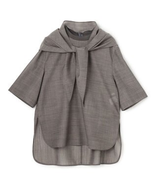 BEIGE， MOYE / スカーフ付き ハーフスリーブブラウス Charcoal